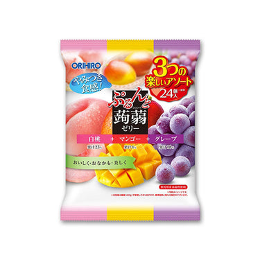 ORIHIRO ぷるんと蒟蒻ゼリー パウチ 白桃+マンゴー+グレープ 24個入