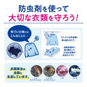 衣類害虫の被害例と防虫対策を示す図