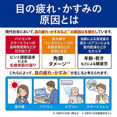 目の疲れ・かすみの原因を示す図