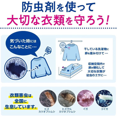 防虫剤の使用法と衣類害虫の図解