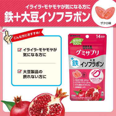 UHA グミサプリ 鉄+大豆イソフラボン ザクロ味