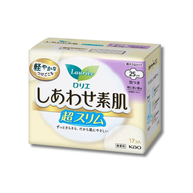 로리에 행복한 맨살 25cm [특히 양이 많은 낮용/초슬림 타입/날개형] 생리대